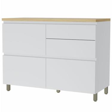 Imagem de Balcão Nesher Rainha em MDF 15mm com 1 Porta, 4 Gavetas e 1 Prateleira - 120cm de largura