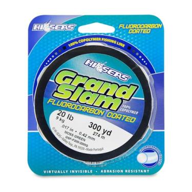 Imagem de HI-SEAS Linha de pesca revestida de fluorocarbono Grand Slam, teste de 3,6 kg, diâmetro de 28 cm, verde musgo, 300 m