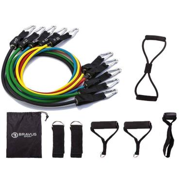 Imagem de Kit Tubing Premium 12 Peças Elástico Extensor Bravus Sport