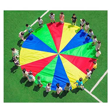 Imagem de Paraquedas Infantis Jogo De Paraquedas Brinquedo Kids, Kids Toy Tent Jogo, Para Crianças Gymnastics Cooperative Play, Com Alças, Kids Party Game (Size : 9m/29.52ft)