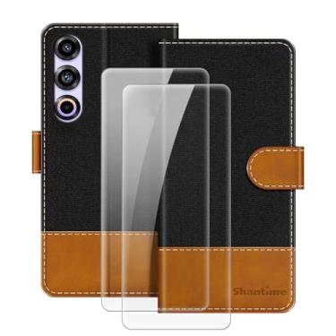 Imagem de MILEGOO Capa de couro para Meizu 21 5G capa magnética para celular com carteira e compartimento para cartão + [2 unidades] protetor de tela de vidro temperado para Meizu 21 5G (6,5 polegadas) preto