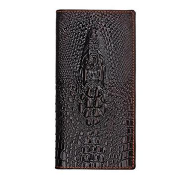 Imagem de Carteira masculina de couro, porta-cartão de crédito, bolso para moedas, carteira com proteção RFID, Crocodilo - 1, tamanho �nico