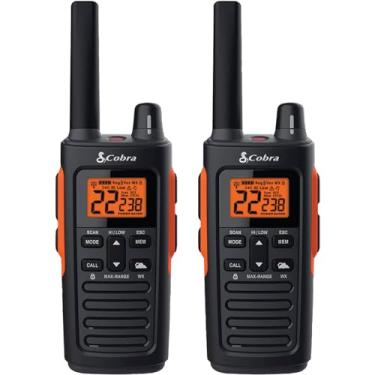 Imagem de Cobra RX680 Walkie Talkies (pacote com 2) – Rádios bidirecionais robustos e à prova de respingos de longo alcance, design IP54 resistente à água, 60 canais pré-programados, alertas meteorológicos