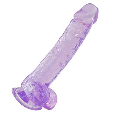 Imagem de Dildo grande, vibrador roxo de 20 cm com ventosa para brincadeiras sem as mãos, material seguro para o corpo e brinquedos sexuais adultos para mulheres