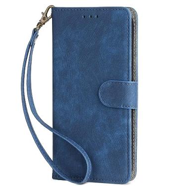 Imagem de Capa compatível com Oukitel C35, capa com compartimento para cartão. Design de carteira, proteção RFID. Capa flip ajustável - azul