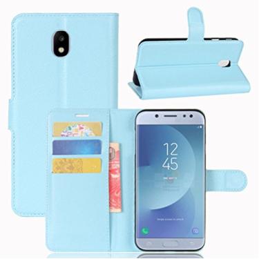 Imagem de Capa carteira para Samsung Galaxy J3 (2017), capa carteira flip de couro PU premium com compartimento para cartão, suporte e fecho magnético [capa interior à prova de choque de TPU] compatível com
