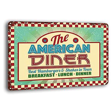 Imagem de BAYABU The American Diner. Roadside Cafe, 50's, 60's Dinner Sign Retro Metal Sign Bar Wall Decor Retro Metal Sign 8 x 12 inches