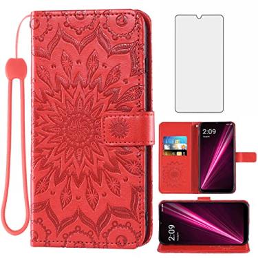 Imagem de Capa de telefone para carteira T-Mobile Revvl 6 5G 2022 com protetor de tela de vidro temperado e capa flip fina de couro com suporte para cartão Tmobile Revvl6 Revel Tmo Revell Rebel 65G TCL Revll6