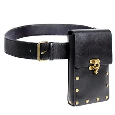 Imagem de SUMGOGO Bolsa de cinto retrô feminina pochete suporte para celular steampunk medieval renascentista acessório de fantasia, Preto, Standard