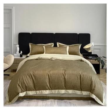 Imagem de Jogo de lençol de cama europeu de luxo de quatro peças de algodão de fibra longa europeu de 1,8 m/2 m (cama B de 1,8 m)