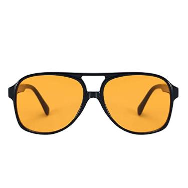 Imagem de AOOLIA Óculos de sol aviador retrô polarizados para mulheres e homens, UV400 70s/80s óculos de sol coloridos modernos para dirigir à noite (amarelo)