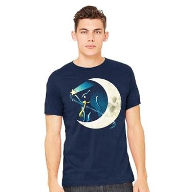 Imagem de TeeFury - Cat Star Comets - Camiseta masculina animal, gato, Azul marino, G