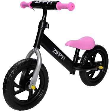 Imagem de Bicicleta Infantil Aro 12 Sem Pedal Para Equilíbrio Zippy Toys Bike 2 Rodas Com Banco Regulável Rosa
