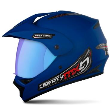 Imagem de CAPACETE FECHADO PRO TORK LIBERTY MX VISION PRO AZUL TAM. 60 VIS. CAMALEÃO