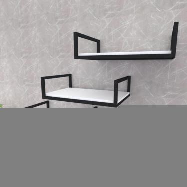 Imagem de Kit 3 Prateleira Industrial Suspensa Parede Nicho Branco Cozinha Escritorio Sala Quarto Infantil