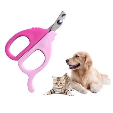 Imagem de Mini Tesoura Cortador de Unhas Pet para Gatos Aves Roedores Cães Pequeno Porte Com Dedeira (Rosa)