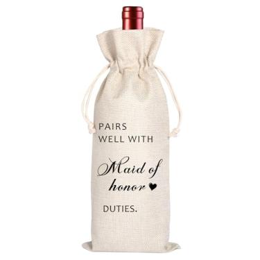 Imagem de Combina bem com a sacola de vinho Maid of Honor Duties | Proposta de dama de honra | Proposta de dama de honra | Deveres de dama de honra | Saco de vinho para presente de dama de honra | Presente de