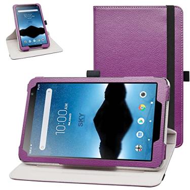 Imagem de Bige Capa giratória para Vortex Tab 8 de 4 g, capa DIALN X8 Ultra, MAXWEST Nitro 8, Sky Devices Elite Octa Rotating Case, Foxx T8 Plus, capa giratória Pritom L8, roxa