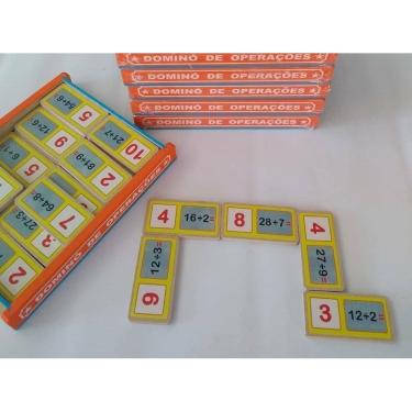 Imagem de Dominó Divisão Madeira 28 Peças - Treine Tabuada