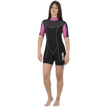 Imagem de SEAC Sense Short Lady, 2,5 mm de alta elasticidade confortável neoprene curto roupa de mergulho para mulheres, preto/rosa, pequeno (0010079032040A)