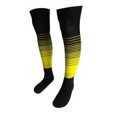 Imagem de Kit 3 Pares Meião Futebol Degrade Preto Com Amarelo - Edm