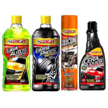 Imagem de Kit Lava Autos - Lava Autos+ Pretinho+ Silicone+Cera - Luxcar