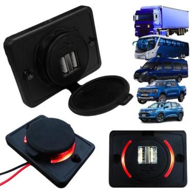 Imagem de Carregador Automotivo Tomada Turbo Usb duplo design LED compatível com