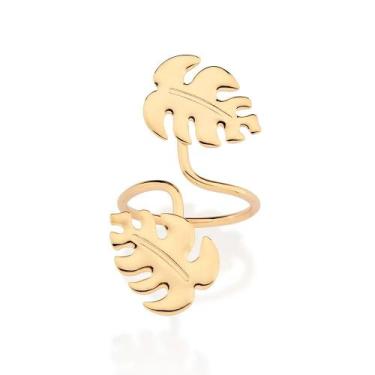 Imagem de Anel rommanel banhado ouro 3x 24k 18k e 22k feminino ajustável 2 folha