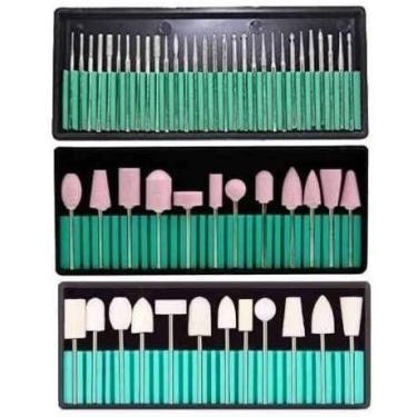 Imagem de Kit Fresa 54 Brocas Lixa Lixadeira Elétrica Unhas Polidor Motor Manute