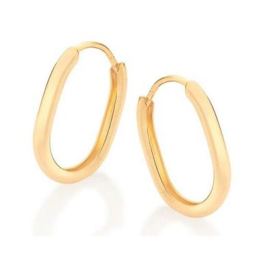 Imagem de Brincos banhado ouro 3x 24k 18k e 22k femininos argola rommanel oval 5