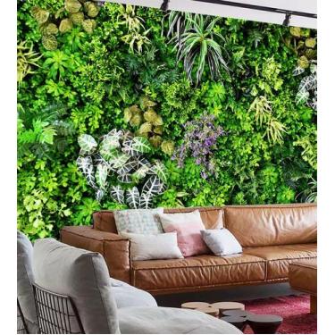 Imagem de Papel de Parede Foto Mural Painel Folhas Jardim Vertical Autocolante -