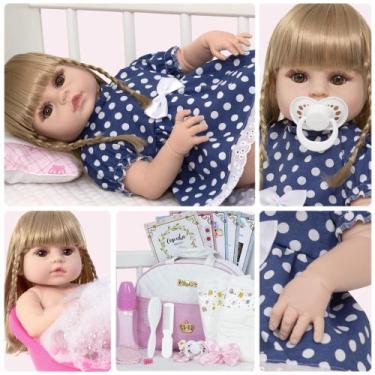Imagem de Bebê Reborn Realista Menina Loira Linda Com Bolsa 20 Itens - Cegonha R