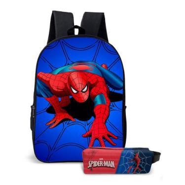 Imagem de Kit Mochila com Estojo Escolar Infantil do Homem-Aranha Menino  - Use 