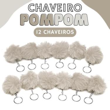 Imagem de Chaveiro Pompom Pelúcia Bege Areia - 50Mm Kit C/12 Unidades - Nybc