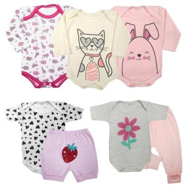 Imagem de Kit Maternidade Body Mijão Short Conjunto 7 Pçs Roupa Bebê - Koala Bab