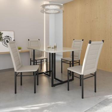 Imagem de Mesa de Jantar 4 Lugares Belle Tokio Preto/Off White - Art Panta, Bege