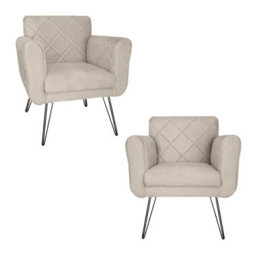 Imagem de Kit 2 Poltronas Decorativas Para Quarto Closet Pés de Ferro Isabella S