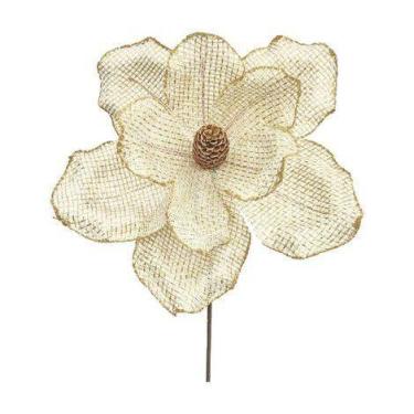 Imagem de Flor Magnolia Decorativa com Pinha 30cm - Tok da Casa