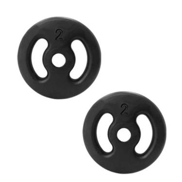 Imagem de Kit 2 Anilhas Peso Ferro 2kg Academia Musculação - Rei do Fitness