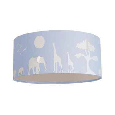 Imagem de Luminária Plafon Safari Savana Cúpula Tecido 30x15cm SKU 5829 - Tom Lu