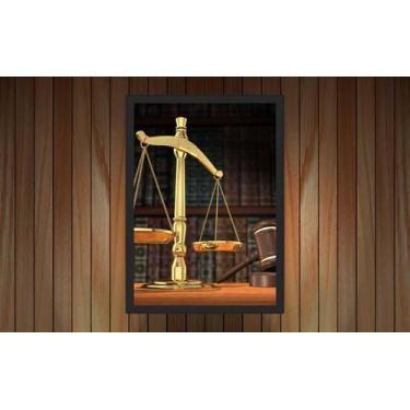 Imagem de Quadro Decorativo Escritório De Direito Advocacias Balança Com Moldura