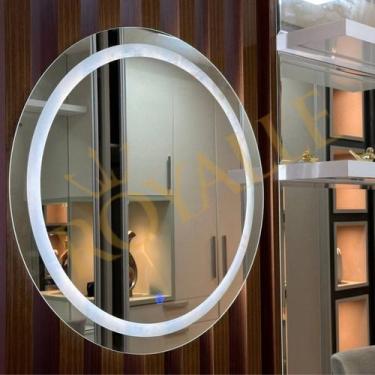Imagem de Espelho Grande Redondo Com Led Jateado 50x50 - Group Royalle