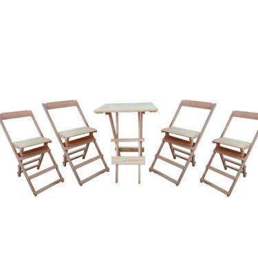 Imagem de Jogo Conjunto Dobrável Bistrô 1 Mesa Alta e 4 Banquetas em Madeira Mac