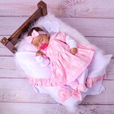 Imagem de Saída Maternidade Menina Rosa 100% Algodão Borboletinhas - Pandora Bab