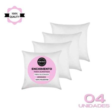 Imagem de Kit 4 Refil Enchimento 40x40 Almofada Fibra Siliconada Para Capas de 3