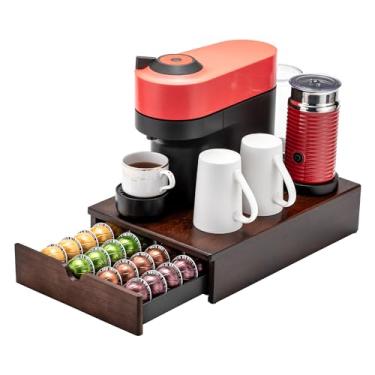 Imagem de Flagship Suporte de cápsulas Vertuo para gaveta de cápsulas Nespresso Organizador de cápsulas de café estilo moderno e moldura de madeira para máquina de café (capacidade para 40 cápsulas)