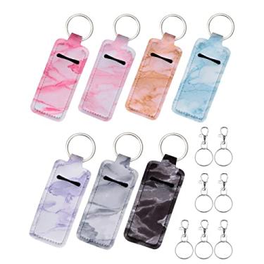 Imagem de Meiiy Porta-batom Porta-chaves, protetor labial, porta-batom, bolsa de manga portátil, suporte de tubo de brilho labial, meias de presente para mulheres (7a-newmarble)