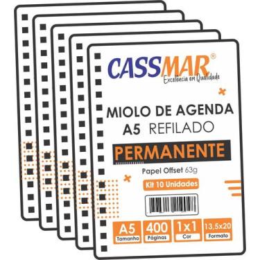 Imagem de Miolo de Agenda Permanente 20x13,5 cm Kit com 10 uni - Cassmar 