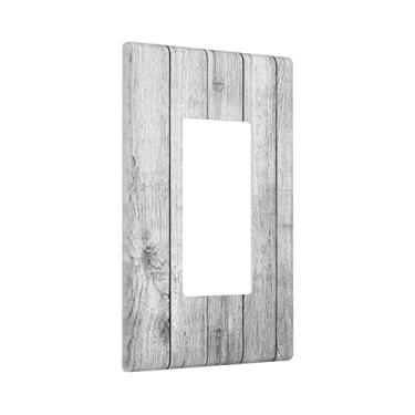Imagem de Padrão de textura de madeira cinza, capa de interruptor de luz única basculante decorativa receptáculo de tomada de placa de parede 1 grupo para decoração de quarto de meninas com design de dois