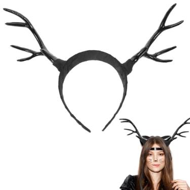 Imagem de Beavorty Faixa de cabeça de rena de Natal, acessórios de cabelo, chifres de Natal, a granel, pequeno, limpo, rosto alto, foto feminina, cosplay de plástico, roupas para meninas, trompete, faixa de
